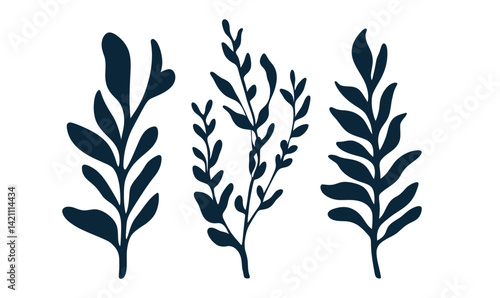Minimalist Silhouette of Aquarium Seaweed Vector Illustration for Design Projects