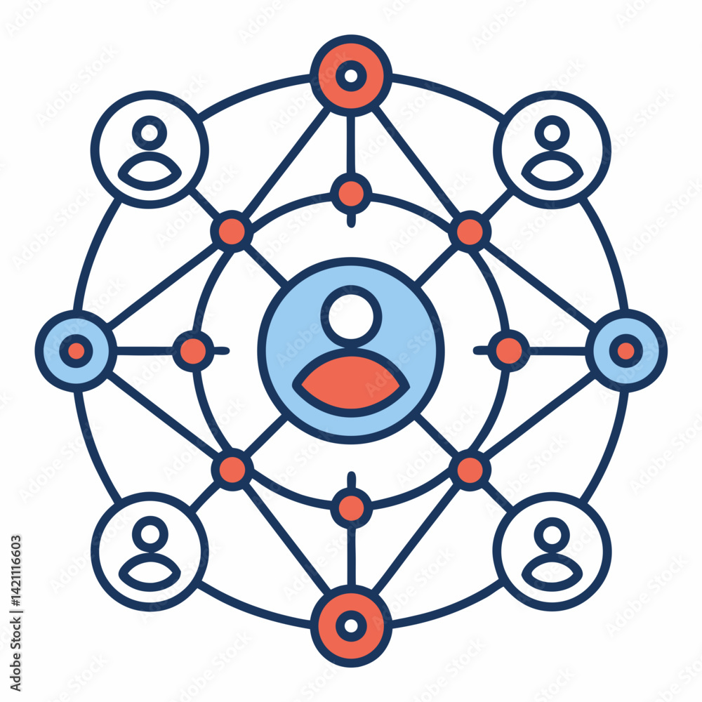 Create a bold, vector illustration of a digital social network, emphasizing interconnected nodes and strong lines. Show vibrant, futuristic connections. Create a bold, vector illustration of a digital social network, emphasizing interconnected nodes and strong lines. Show vibrant, futuristic connections.