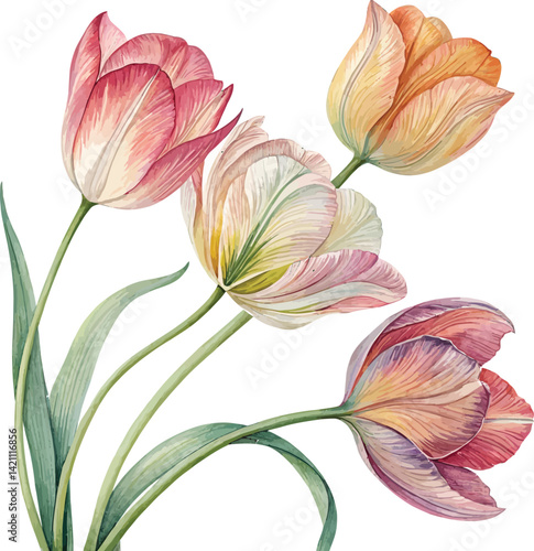 Vibrant Spring Flowers – Flat Vector Design
