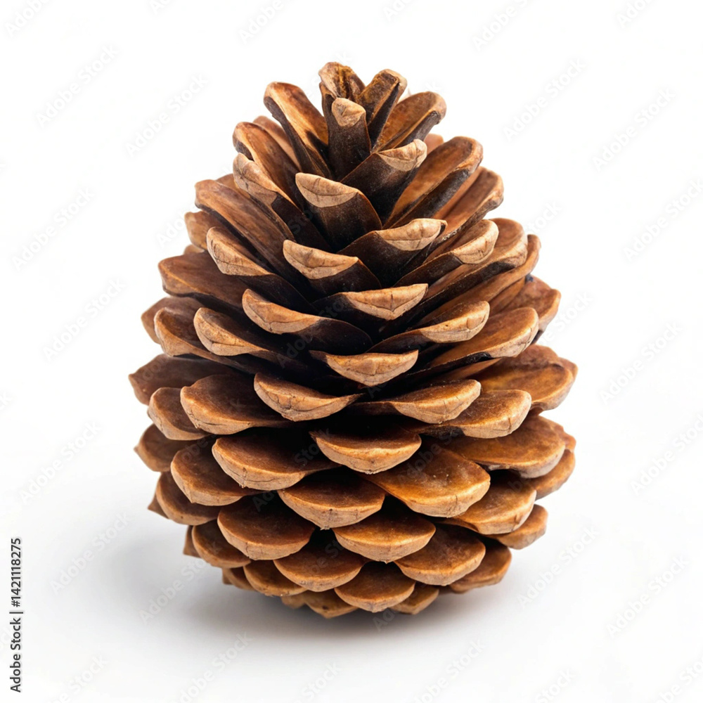 Brown pinecone with a natural, rustic look isolated on white background Brown pinecone with a natural, rustic look isolated on white background