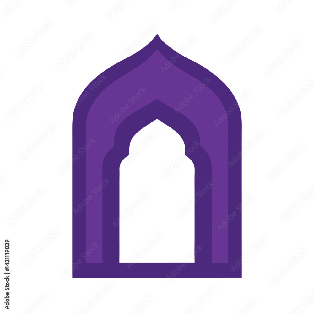 Fototapeta premium Deep Purple Islamic Arch Window Design Vector