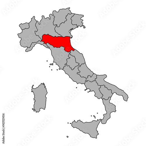 Italy map of Emilia Romagna symbol shape, travel web flat concept icon web vector illustration .