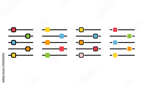 Set of Volume mixer icon, filter sound symbol button, switch sign vector illustration .