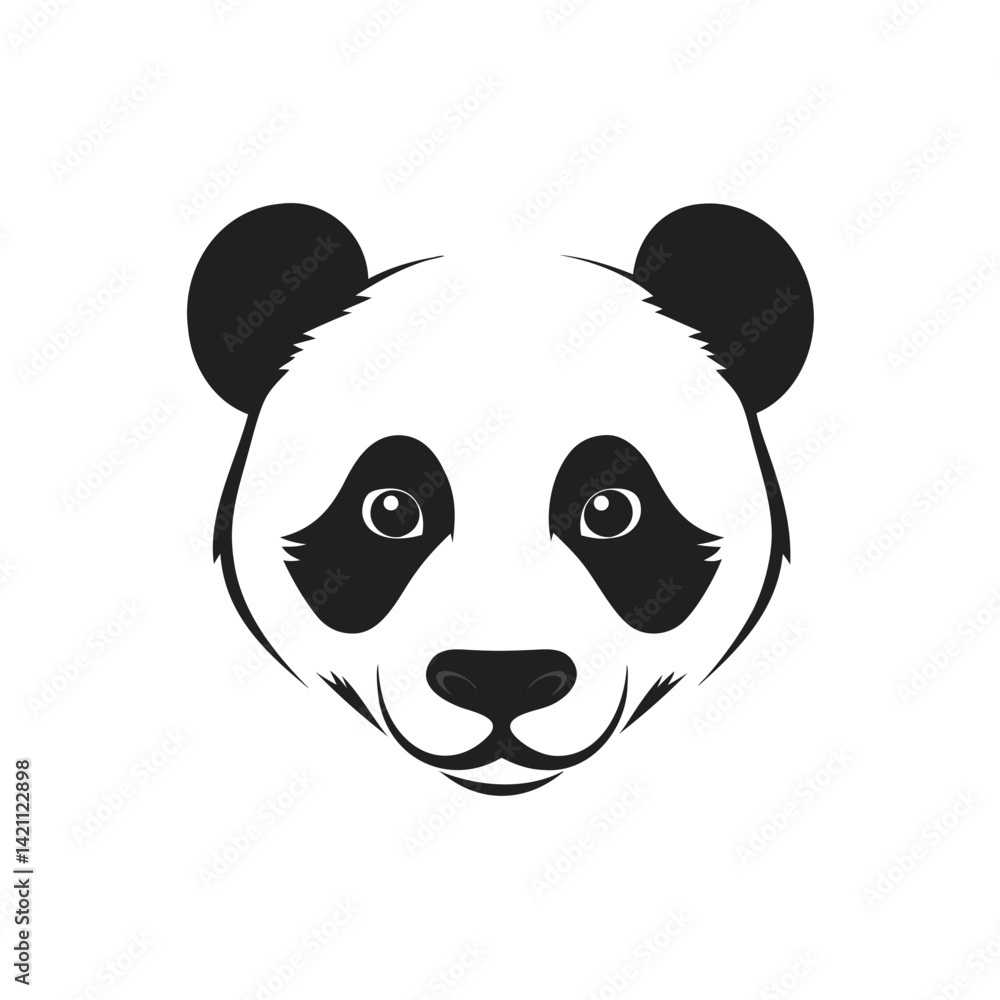 Fototapeta premium Minimalist Panda Head Illustration for Wildlife Awareness, Conservation Efforts, or Gentle Branding
