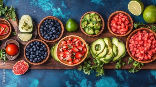 Assorted fresh ingredients in small bowls