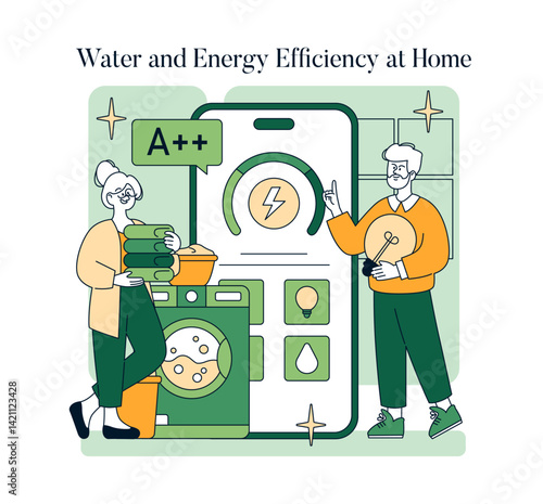 Sustainability At Home. Flat Vector Illustration