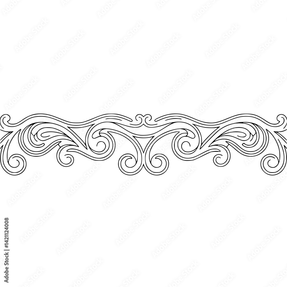 Fototapeta premium Elegant Scrollwork Border - Vector Decorative Element on Cream Background