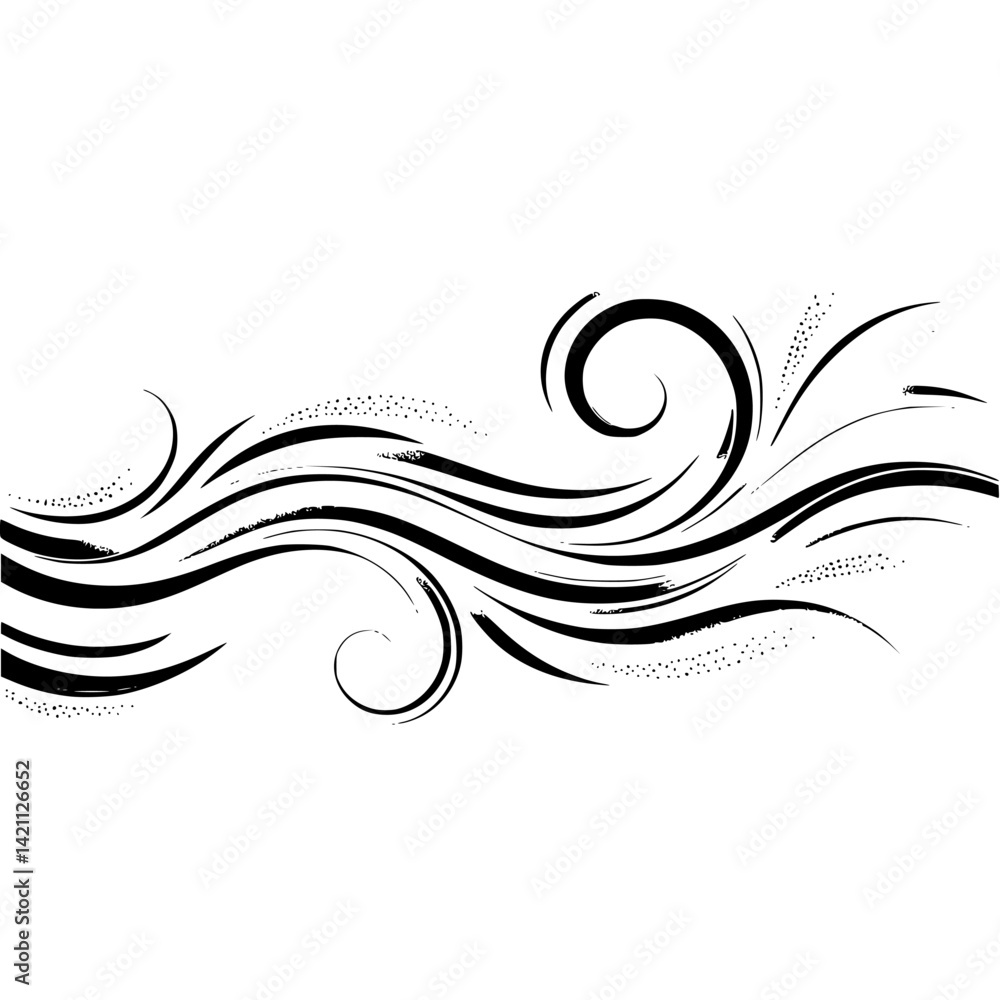 Fototapeta premium Elegant Floral Swirls Vector, Monochrome Design Element for Backgrounds