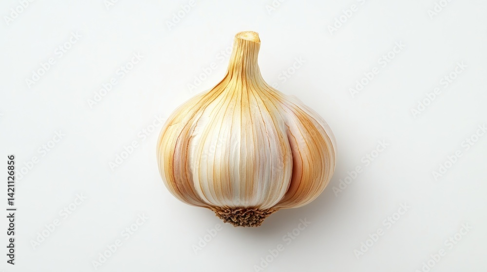 Obraz premium Single garlic bulb, whole, isolated on white background