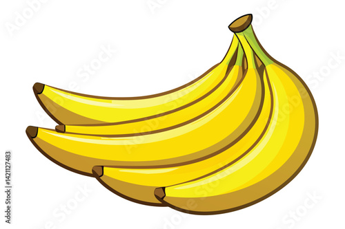 Bright and colorful digital illustration of a bunch of ripe yellow bananas, showcasing freshness and tropical vibes. Perfect for food-related designs and healthy lifestyle concepts.