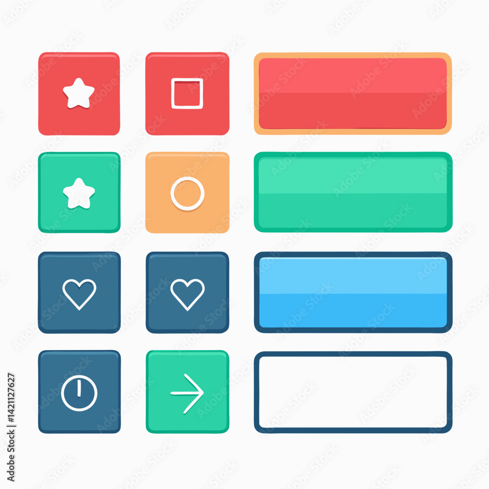 Design bold vector UI card elements; strong strokes, clean lines, modern aesthetic. Include buttons, input fields, and various card styles. Design bold vector UI card elements; strong strokes, clean lines, modern aesthetic. Include buttons, input fields, and various card styles.