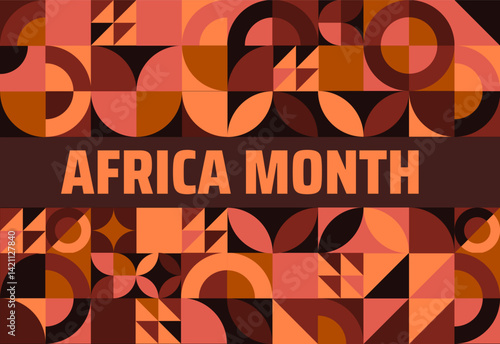 Africa Month Geometric shape pattern background banner or poster design template. observed every year in May. Holiday concept. Use to any Template, card, poster, placard, template.