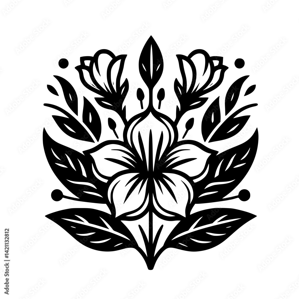 Fototapeta premium Elegant Floral Mandala: Black and White Vector Design