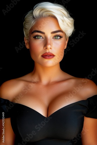 A woman in a black dress posing for a picture