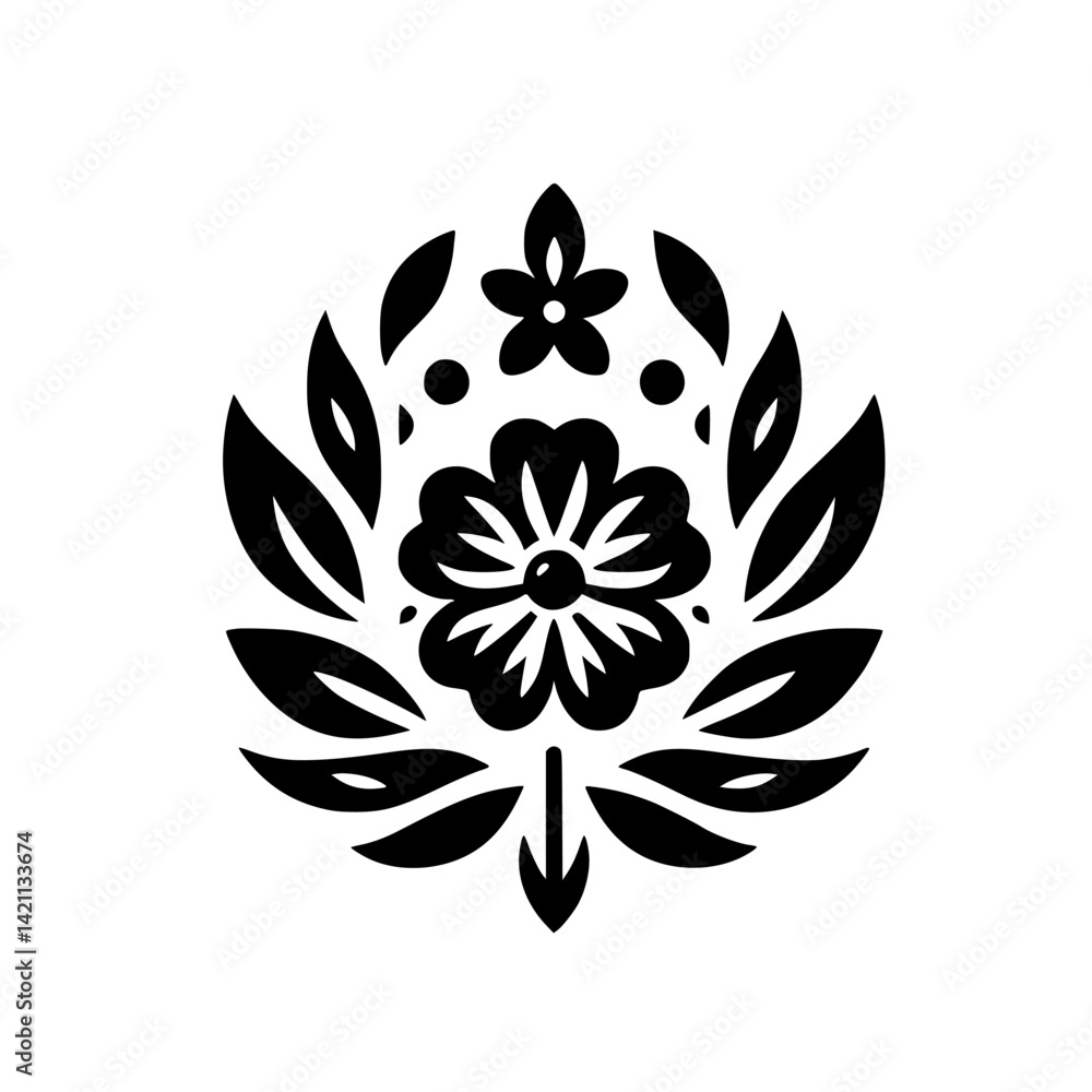 Fototapeta premium Elegant Black and White Floral Design Element