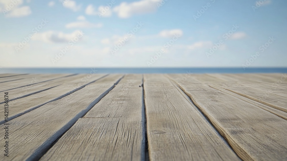 Wooden plank floor on sandy beach with calm ocean waves and clear blue sky in summer, ideal natural background for product display or coastal design mockup
Wooden plank floor on sandy beach with calm ocean waves and clear blue sky in summer, ideal natural background for product display or coastal design mockup
