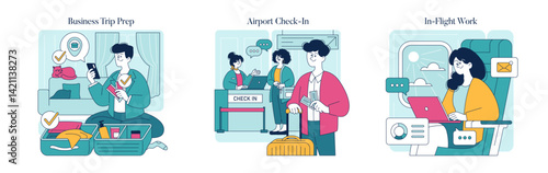 Business Travel. Flat Vector Illustration