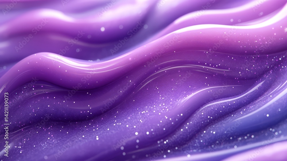 Fototapeta premium Abstract purple and lavender waves with shimmering particles create a mesmerizing and calming effect