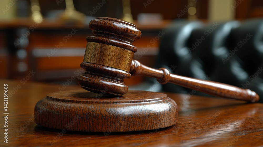 A wooden gavel sitting on top of a wooden table A wooden gavel sitting on top of a wooden table