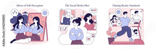 Beauty Psychology. Flat Vector Illustration