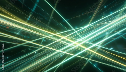 Wallpaper Mural Abstract Green and Yellow Light Streaks Digital Art Background Image Torontodigital.ca