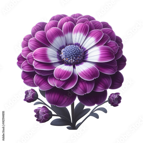Beautiful Cineraria Flower in Full Bloom Isolated PNG Transparent Background