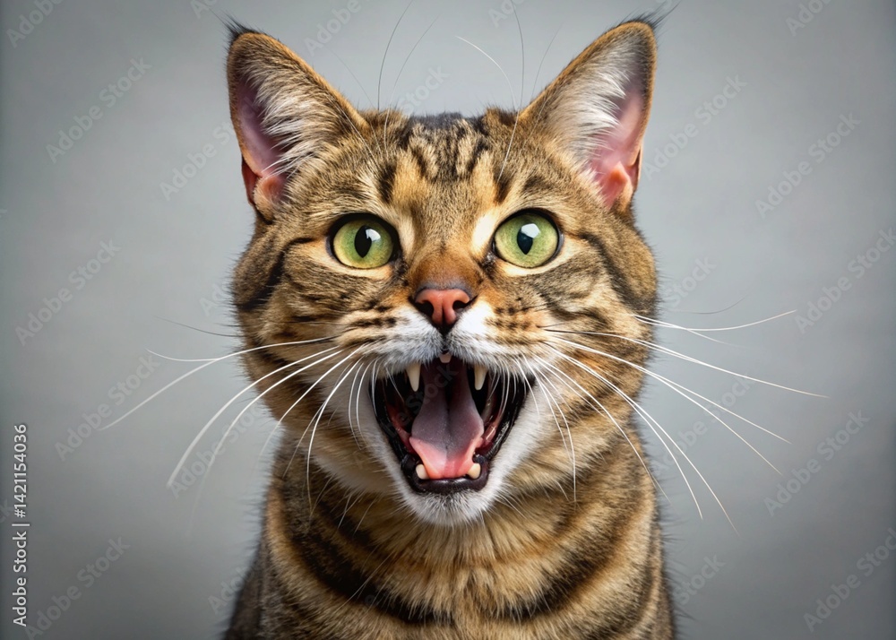 Fototapeta premium Front View Of Ferocious Looking Cat Animal