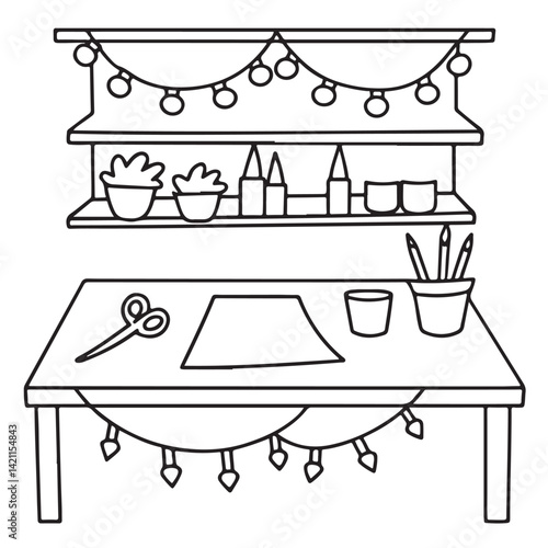 Cozy space coloring pages, bold and easy coloring pages, space coloring page, line art, victor illustration, black & white design, bold & easy coloring book, background