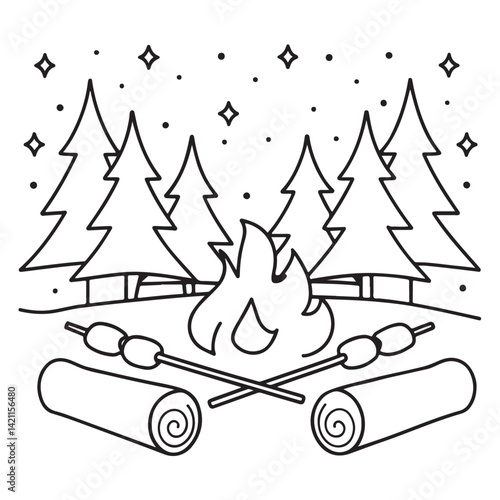 Cozy space coloring pages, bold and easy coloring pages, space coloring page, line art, victor illustration, black & white design, bold & easy coloring book, background