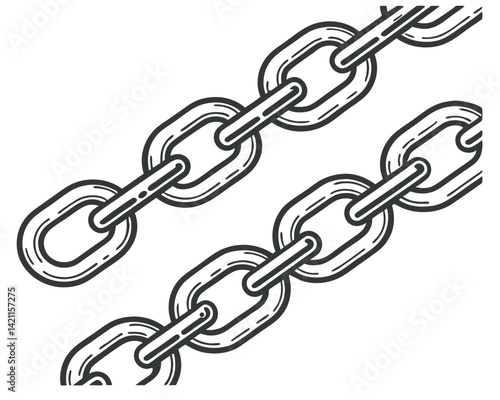 Detailed Line Art Illustration of Parallel Metal Chains