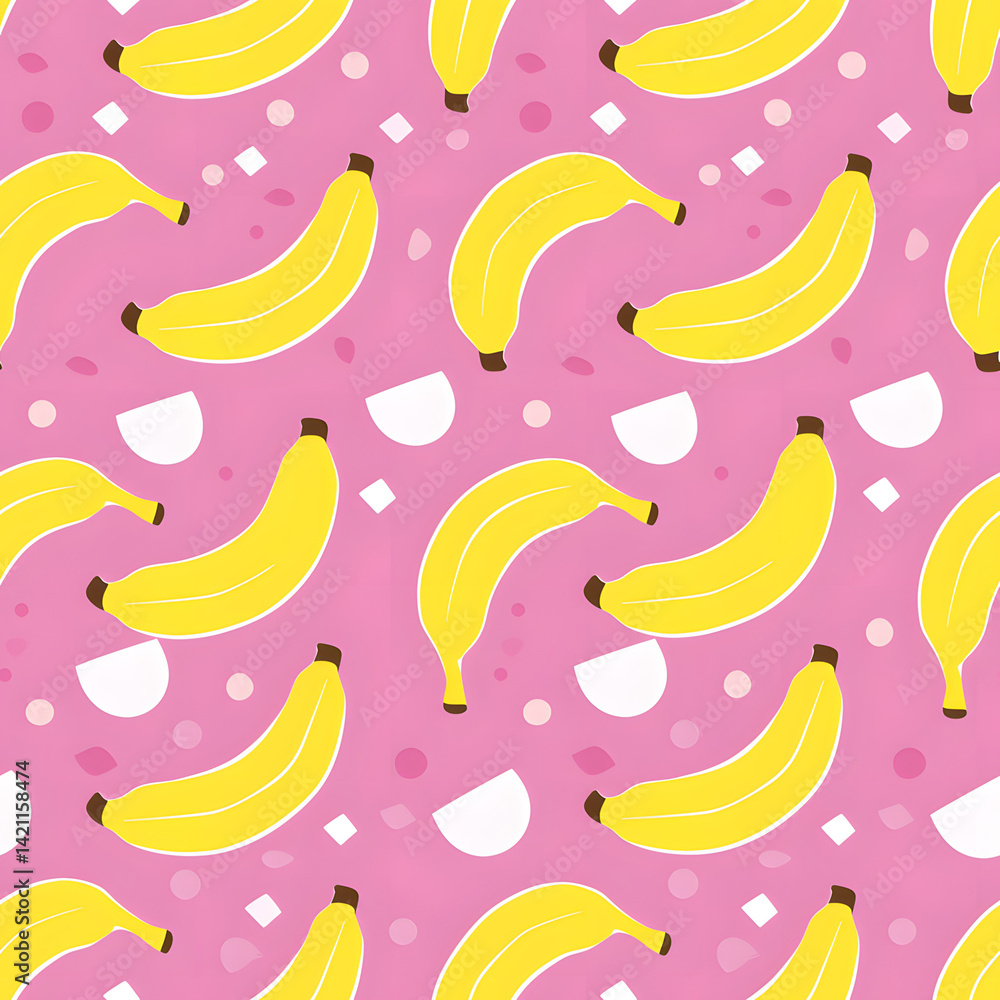 Naklejka premium Pattern of bananas on a pink background, cheerful and vibrant design