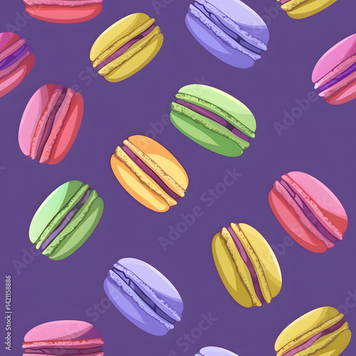 Wallpaper Mural Pattern of Multicolored macaroon on purple backgroundcheerful and vibrant design Torontodigital.ca