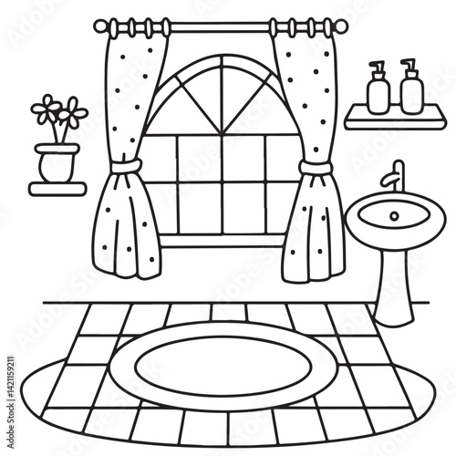 Cozy space coloring pages, bold and easy coloring pages, space coloring page, line art, victor illustration, black & white design, bold & easy coloring book, background