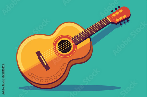 Vibrant vector illustration showcasing a classical acoustic guitar, emphasizing musical themes and creativity. Perfect for music-related designs and projects.