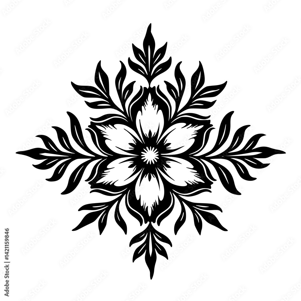 Fototapeta premium Black and White Floral Mandala Design, Vector Ornament