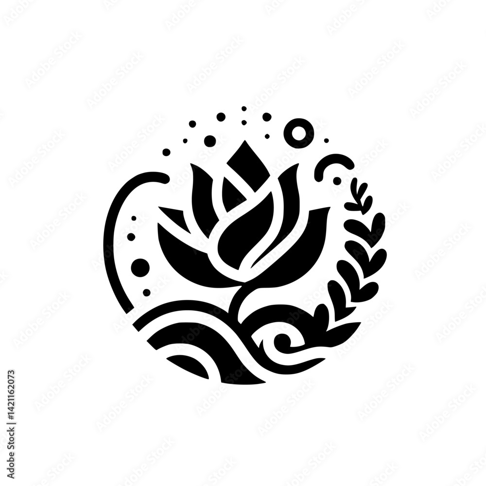 Obraz premium Elegant Floral Logo Design in Minimalist Black & White