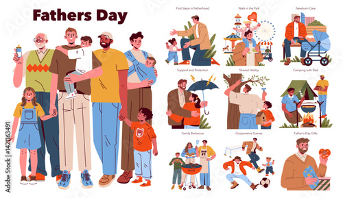 Fathers Day. Flat Vector Illustration