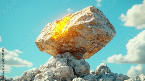 A large rock on top of a pile of rocks