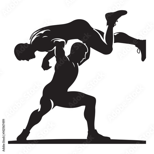 Silhouette wrestling hold vector illustration design for competitive sport