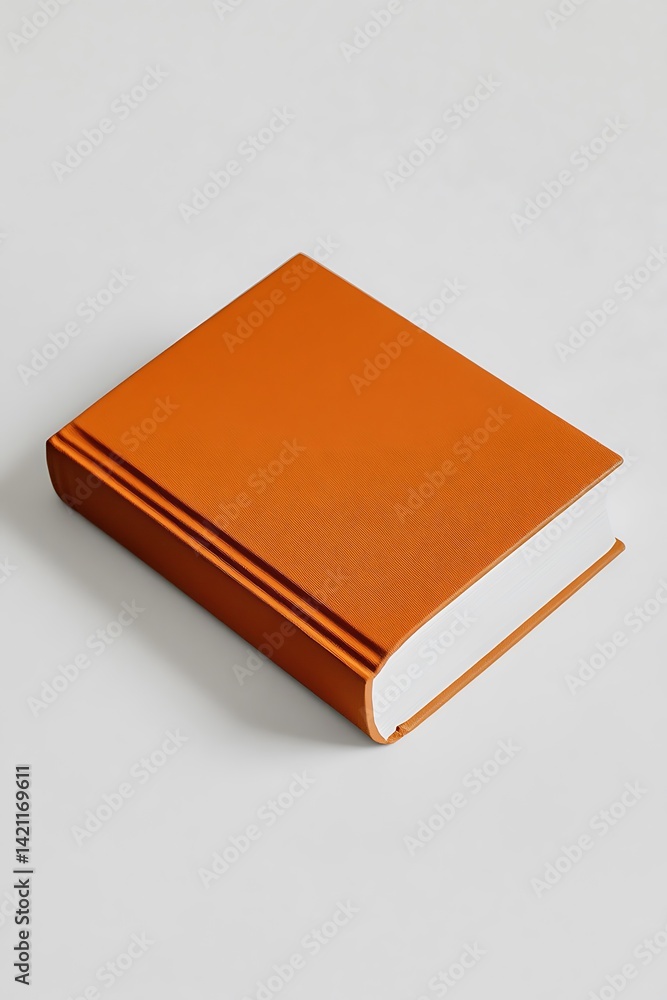Orange Book Isolated On White Background With Textured Surface