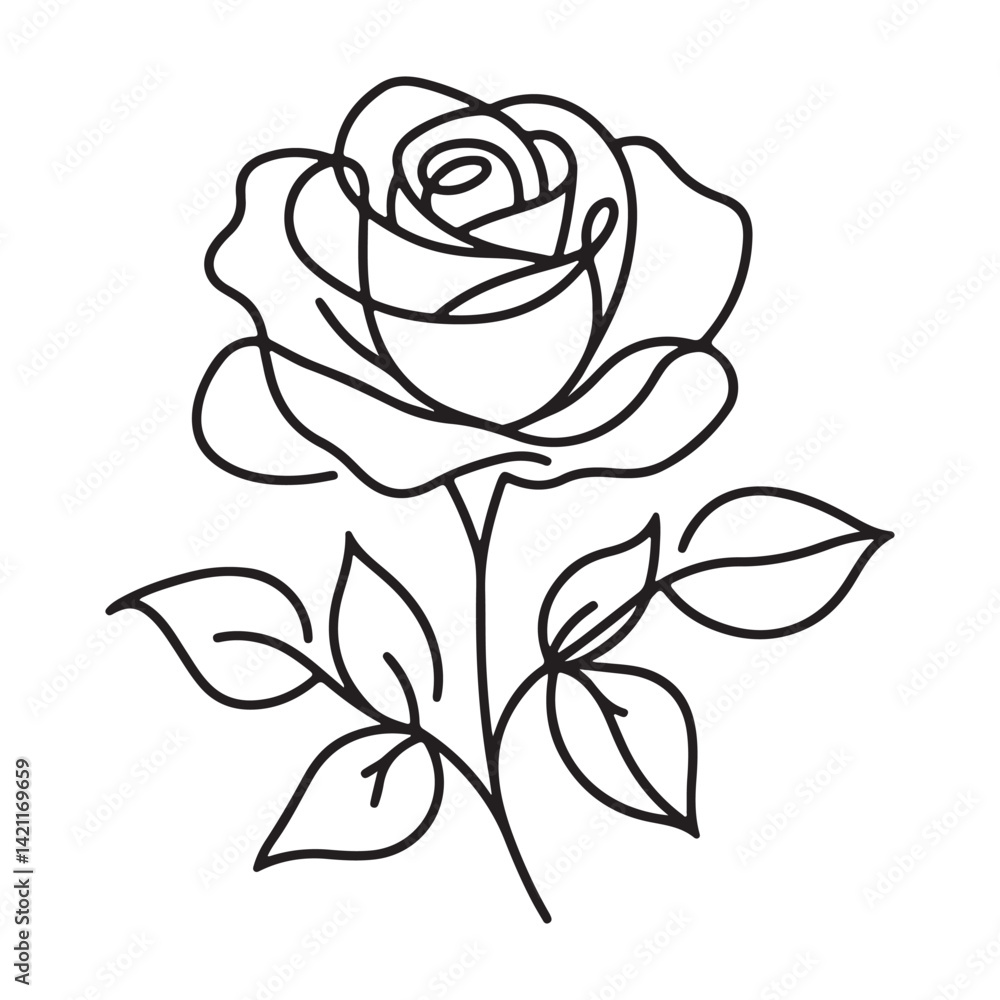 Elegant Rose Flower Continuous Line Art Vector Drawing Design Elegant Rose Flower Continuous Line Art Vector Drawing Design