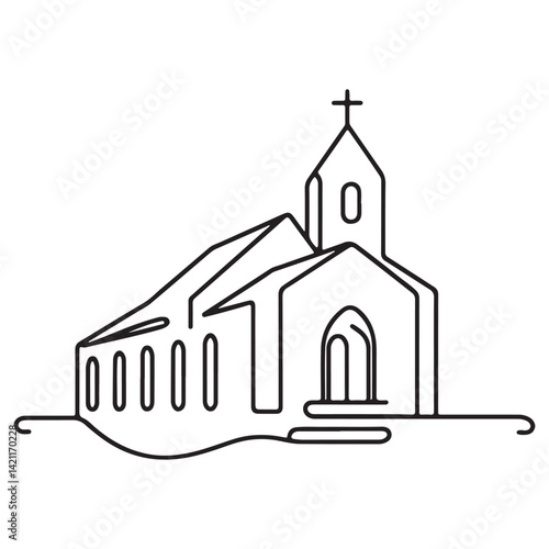 Elegant Minimalist Church Vector Line Art Design for Spiritual Projects
