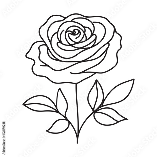 Wallpaper Mural Elegant Rose Flower Line Art Vector Graphic Design Element Template Torontodigital.ca