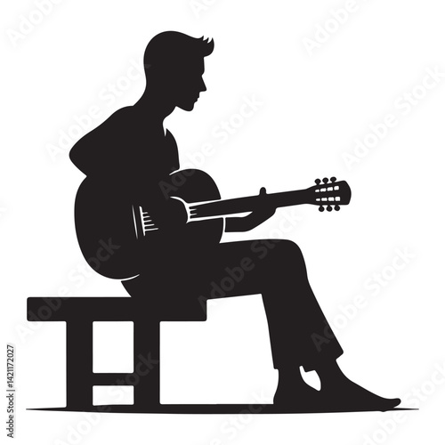 Guitar player silhouette vector illustration music performer art