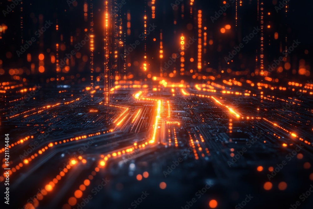 Abstract circuit board with glowing lines Abstract circuit board with glowing lines