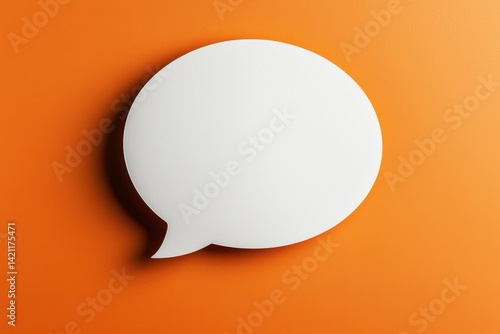 Simple White Speech Bubble on Vibrant Orange Background for Communication