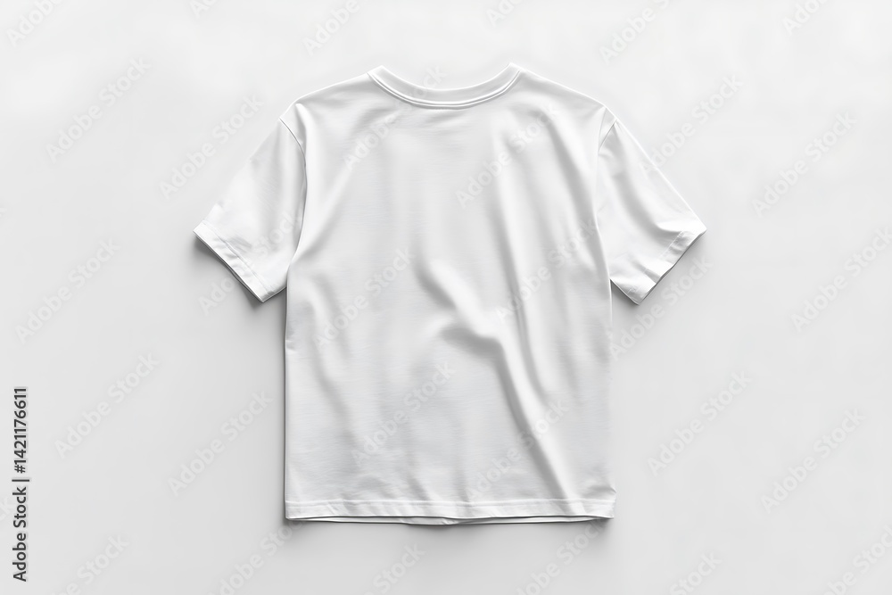 Plain White T-Shirt Isolated on White Background Displaying Texture Details Plain White T-Shirt Isolated on White Background Displaying Texture Details