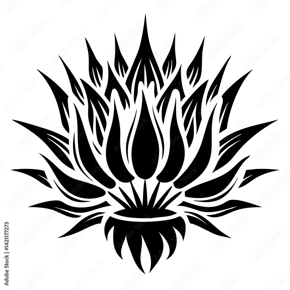 Spiky Lotus Petal Vector Emblem Spiky Lotus Petal Vector Emblem