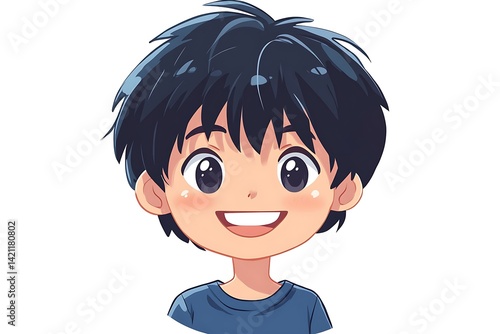 Obraz na płótnie Smiling Boy Portrait With Pixelated Art Style And Blue Shirt Isolated w salonie