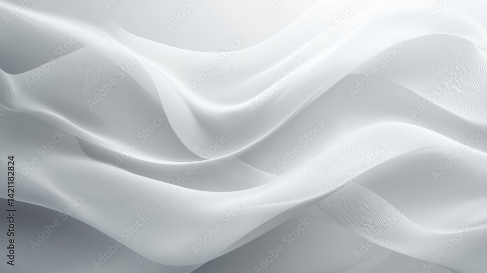 Naklejka premium Abstract white flowing waves, smooth curves, elegant background.